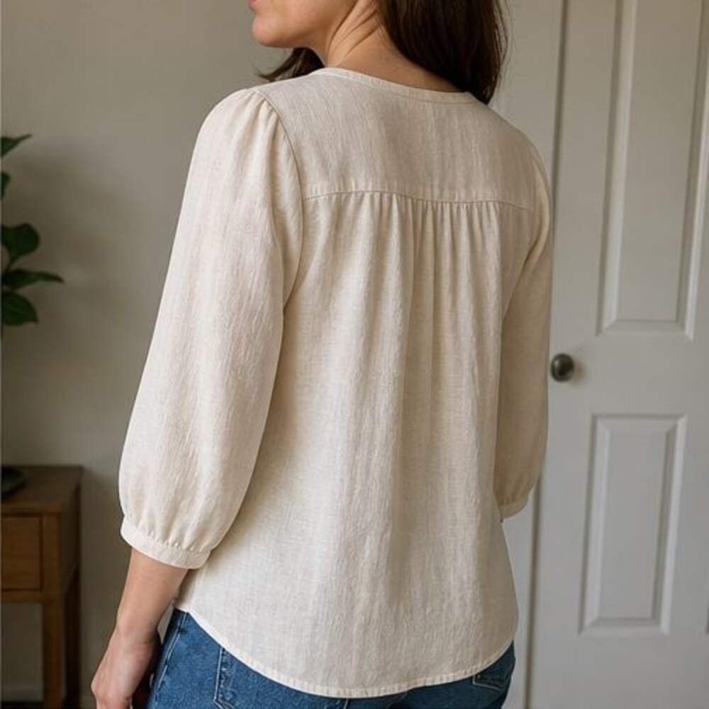 Cream V Neck Top - Picture 3 of 6